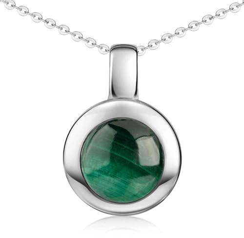 Materia Malachit Stein Kette Silber 925 Damen Schmuck KA-38-Malachit-K141