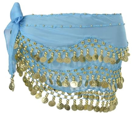 Bauchtanz Münzgürtel Tanztuch,Bauchtanz Münztuch,Damen Bauchtanz Gürtel Chiffon Hüfttuch,Bauchtanz Kostüm mit Münzen,Bauchtanz Hüfttuch mit Armband,Tanz Rock Gürtel Taille Kette,Blauer See