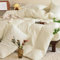 Tospass Jersey Bettwäsche 155x220 Weiß Creme 2Teilig Modern Jacquard Kariert Microfaser Unifarben Bettwäsche-Sets, 1 Bettbezüge 155x220 und 1 Kissenbezüge 80x80 mit Reißverschluss