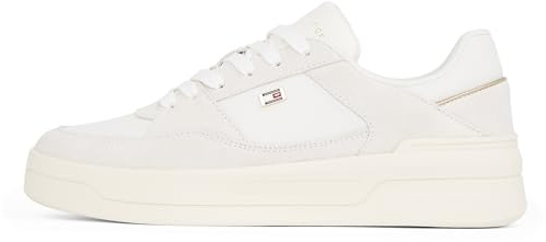 Tommy Hilfiger Women's Essential Basket Low Top Court Trainers, White (Ecru), 3.5