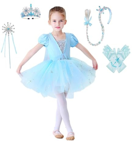 Lito Angels Robe Tutu Fille avec Cape et Accessoires, Bleu, 3-4 ans
