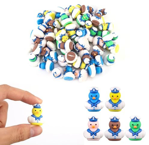 30pcs Cruise Rubber Ducks, PVC Small Captain Sailboat Duck Mini Sailing Rubber Tiny Duckies Cruise Ship Toys for Bath Toys Party Favors (Brown, Yellow, Blue, Green, Pink)