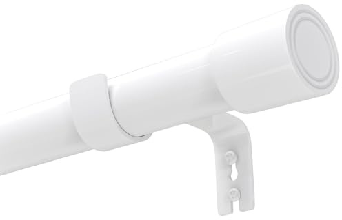 Venwemong Curtain Pole with Brackets Fittings Set Window Poles Heavy Duty Small Drapery Curtain Rods for Outdoor Bedroom, Living Room(White,185-435 cm/73-171 in)
