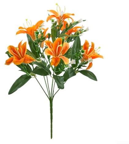 FACAIIO Ramo de lirios artificiales realistas, flores de imitación de seda para decoración de bodas y hogar, 40 x 20 x 10 cm, paquete de 2
