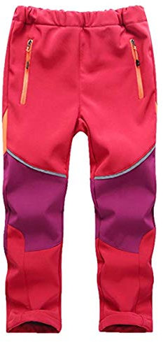 FAIRYRAIN Kinder Jungen Mädchen Winter Warm Softshellhose mit Fleecefütterung Wasserabweisend Winddicht Atmungsaktiv Outdoorhose Skihose Wanderhose Regenhose Sporthose L