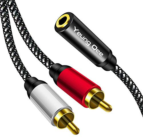 Yeung Qee 3.5mm Female to 2RCA Male Stereo Audio Y Adapter Cable Compatible for TV,Smartphones, MP3, Tablets,Speakers,Home Theater (0.3M)