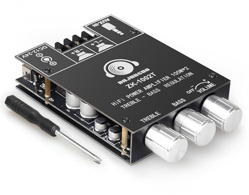 100W+100W Amplifier Board with Treble and Bass Control, DC 9-24V, BT and AUX Inputs, 2.0 Channel Stereo AMP Board for DIY Wireless Speakers, Password Free