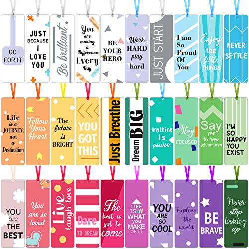 Chinco 60 Pieces Inspirational Bookmarks for Students Motivational Quote Bookmarks Double Sided Positive Affirmation Book Marks for Reading Kids Teens, Classroom Stationary Christmas Party Gifts