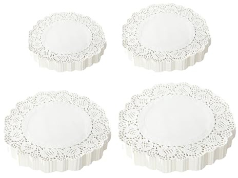 200 stycken bakpapper med mönster, runda papperstabletter, absorberande tårtpapper, spetspapper, matbrickpapper, dessertpapper, lämplig för kakor och desserter