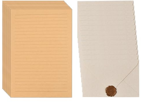 12 Sets Buste, 12 Carta da Lettere con Buste C6, 12 Adesivi con Sigillo a Cera, Biglietti Auguri per Lettere, Compleanno, Partecipazioni Matrimonio, Inviti, Festival, Regalo Natale, 100gsm, 165x110mm