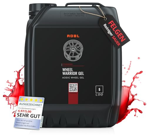 ADBL Wheel Warrior Gel (5L) – Detergente acido per cerchioni per rimuovere sporco, depositi minerali, grasso e ruggine – Alta viscosità – Speciale formula in gel per cerchioni in acciaio e alluminio