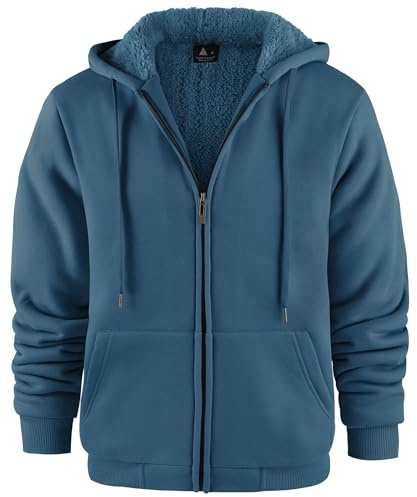 SwissWell Giacca con Cappuccio da Uomo Invernale Felpa in Pile con Cappuccio con Cerniera Fodera Calda Giacca con Tasche per Escursionismo Campeggio