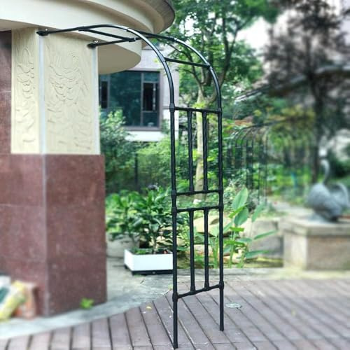 Arco de jardín de metal enrejado para plantas trepadoras, cenador de medio arco, ancho ajustable de 60 a 300 cm, altura de 240 cm (90 x 240 cm, ancho de 3 x 7,9 pies), elegante decoración para exter