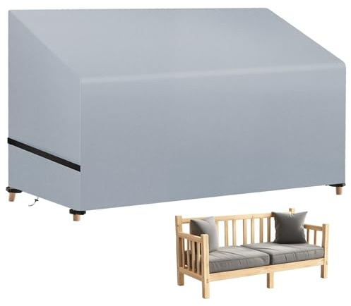 wiipara Gartenbank Abdeckung für 2 Sitzer, Bank Schutzhülle Gartenmöbel Abdeckung Wasserdicht, Anti-UV, Winddicht, 210D Oxford-Gewebe Abdeckhauben für Bänke, Gartensofa (134 x 66 x 66/89cm) - Grau