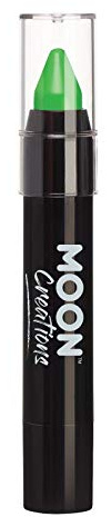Moon Creations Face Paint Stick Body Crayons | Green | 3.2g | Sweat Proof & Water-Resistant Face Paint | Cruelty Free, Made in UK | For Kids, Adults, Fancy Dress, Festivals, Halloween