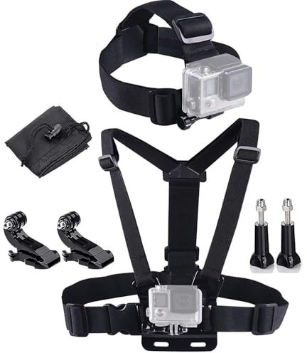 LONDON FAB Cinghie per fotocamera d'azione, compatibili con tutte le fotocamere Gopro e azione (imbracatura toracica + imbracatura per testa)