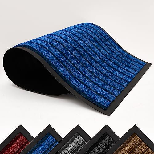 AMEHA Door Mat Indoor & Outdoor Heavy Duty Rubber Door Mats 40x60 Cm Dirt Trapper Non Slip Washable Barrier Floor Mat Entrance Rug Shoes Scraper Super Absorbent Front Doormats,Blue