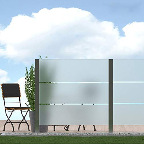 Bijon Sichtschutz Glas Terrassen, Windschutz Glaszaun, Garten, Satiniert im Mittelbereich PG6-O | 109x183,5cm