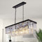 Wellmet Deckenleuchte moderne Kristallleuchter deckenlampen, 9-Licht 85cm-Länge Deckenleuchte groß elegant Deckenlampe rechteckig Lüster Wohnzimmer Esszimmer Kücheninsel Beleuchtung