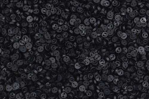 celloexpress 5mm Black Round Mini Doll Buttons - Single Colours & Mixes - Tiny Soft Toy and Dolls Clothes Scrapbooking Card Making Crafting Fastenings (Pack of 100)