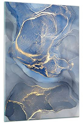 ARTTOR Vidrios decorativos 50x70cm Cuadro Sobre Vidrio Moderno Oro Azul Pintura Dormitorio Cocina Cuadros Pared Impresiones Decoracion Salon Impresión en Cristal Wall Art Prints Decor GPA50x70-5029