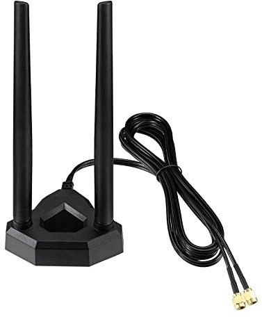 Eightwood Antena WiFi de Doble Banda de 2,4 GHz, 5 GHz, RP-SMA WiFi, Base magnética, Cable de extensión de 6.5 pies para PC de Escritorio PCI PCIe WiFi Tarjeta Bluetooth Router de Red inalámbrica