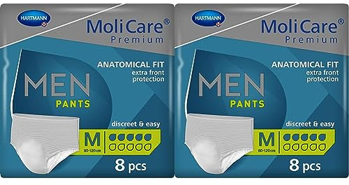 MoliCare Premium MEN PANTS, Diskrete Anwendung bei Inkontinenz speziell für Männer, 5 Tropfen, Gr. M, 1x8 Stück (Packung mit 2)