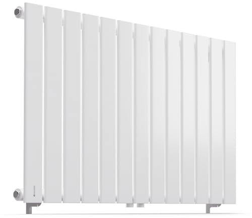 Blumfeldt Badheizkörper, Design Heizkörper Flach, Sparsamer Flachheizkörper Vertikal, 681 Watt Warmwasser Wandheizkörper für Badezimmer & Wohnzimmer, Leiser Vertikal Heizkörper mit Thermostat