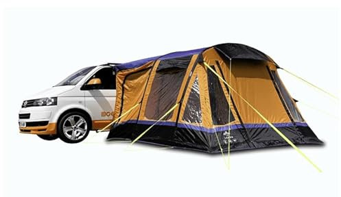 OLPRO Loopo Breeze v2 Orange & Black Inflatable Driveawy Campervan Awning 3.1m x 3.9m with canopy poles, sewn in groundsheet, airbeam, vehicle height 190-250cm, perfect for families