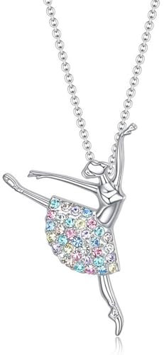 LYQNIHOB 1 pcs Silberne Halskette mit tanzender Ballerina-Anhänger - Charmantes Ballett-Geschenk für Mädchen in eleganter Optik - Überraschen Sie mit stilvollem Schmuck