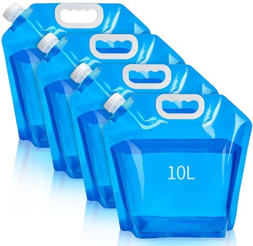 ElevaPulse 4 Stück Wasserkanister Faltbar, Wasserkanister 10L, Faltbarer Wasserkanister, Wasserkanister Camping, Wasserbehälter, für Outdoor Festival Camping Zubehör