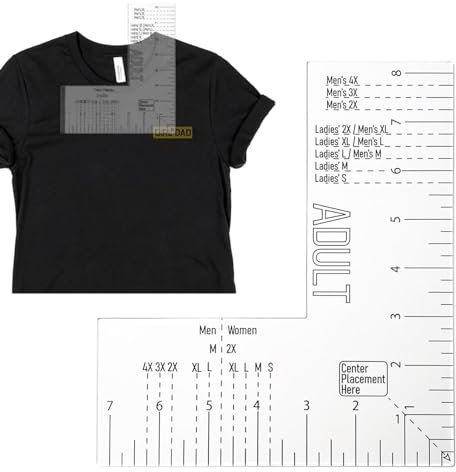 T-Shirt Sizing Guide - Logo Placement Template, Ruler Guide Alignment Tool | Garment Measurement Tool for Heat Transfers, Screen Printing and Sublimation Perfect for Beginners Professional Tailors