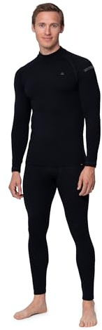 DANISH ENDURANCE Merino Thermo-Unterwäsche Set für Extreme Kälte, Winter & Ski Unterwäsche, für Herren, Schwarz, XL