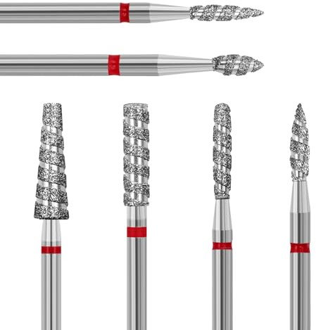 ANRUI Punte Fresa Unghie, 6 Pezzi Punta Fresa Cuticole Diamante con Scanalature Spiralate, 3/32 Pollici Punta Fresa Unghie per La Preparazione delle Unghie, Rimuovere Cuticole e Pelle Morta, Fine
