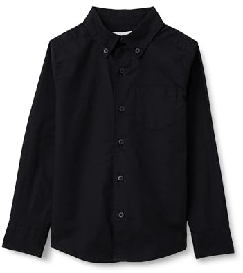 Amazon Essentials Camisa Oxford de manga larga con botones Niño, Negro, 6 años