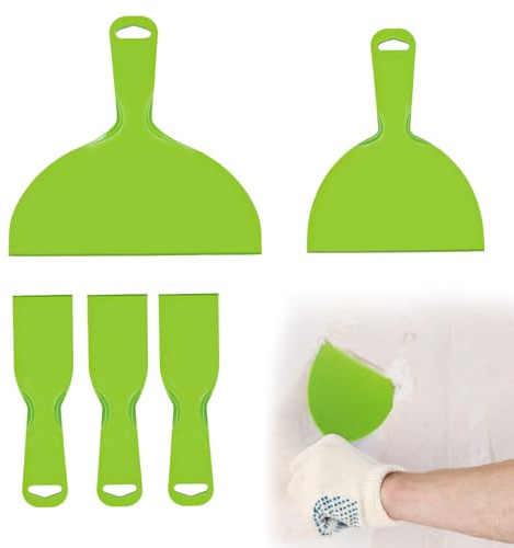 5 Pcs Plastic Putty Knife, Filler Spreader Tools for Paint Scraper Tool, Flexible Paint Scrapers Tools for Cleaning,Patching, Car Painting Spatula Filler Knife, Home Improvement and DIY Projects