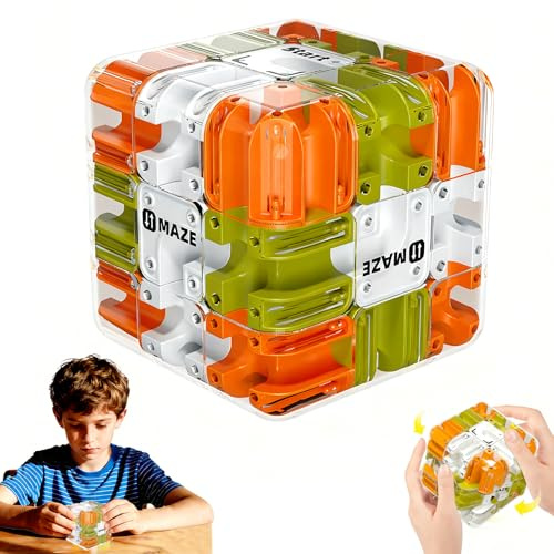 Large Labyrinth 3D Maze Cube, Brain Teaser Puzzles for Adults, Logical Challenge Maze Puzzle Cube Toy, Puzzle Games Engaging Brain Teaser Toy for Logic Development Gift for Kids and Adults (A)