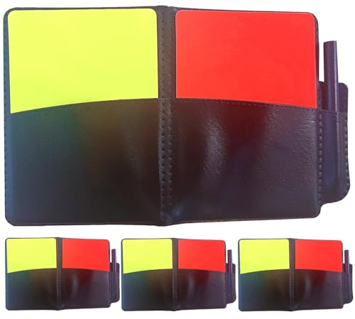 AnteManni-Pri Soccer Referee Card Set, 2 Packs Warning Referee Red Cards Yellow Cards with Leather Wallet Recording Papers Pencils for Soccer Volleyball Football Baseball Rugby Games