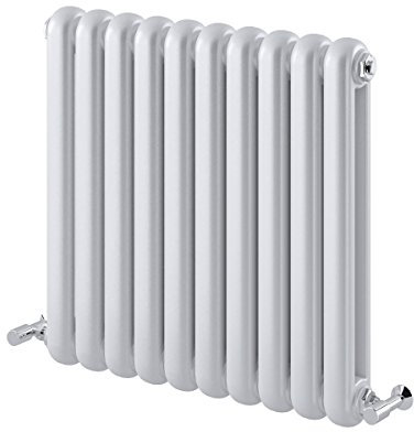 Edworth Horizontal Radiator | Curved Vertical Panel Double Column | Central Heating | Living Room Hallway Bathroom Kitchen Radiator | 600 x 622 | White