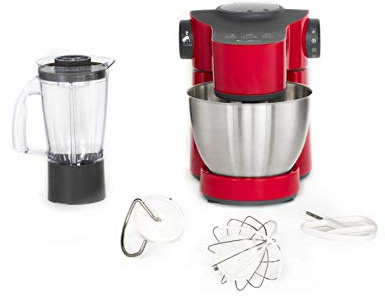 Moulinex QA311510 - Robot pastelero con batidora Wizzo Amasadora Batidor Flex Batidor Eléctrico 7 Velocidades Pulso 1000W Cocina Rojo