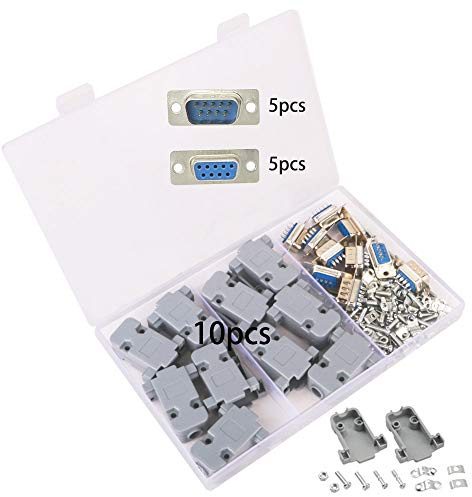 GTIWUNG Porta Seriale RS232 Parallela Connettore DB9 9 Pin D Maschio/Femmina a Saldare + Coperchio di Plastica DB9