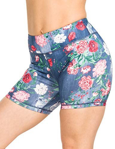 Epic MMA Gear Damen Yoga-Shorts, 12,7 cm, Stretch, Fitness, WOD, Yoga, Laufen - Blau - Mittel