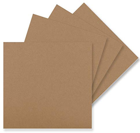 50 Einzel-Karten Quadratisch - 15 x 15 cm in Sandbraun (Kraftpapier) - 240 g/m² - blanko Bastel-Karten, Postkarten, Bastelkarton in Ton-Papier Qualität