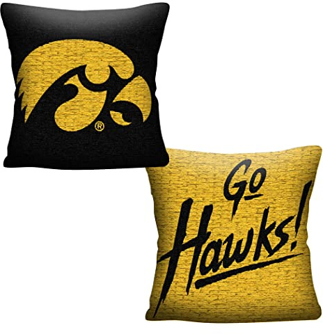 Northwest NCAA Iowa Hawkeyes Unisex-Adult Double Sided Woven Jacquard Pillow, 20 x 20, Invert