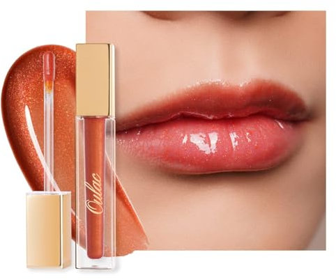 Oulac Lucidalabbra Glitterato Lucido - Idratante Trasparente 3D Rossetto Liquido | Infuso con Estratto di Fiori di Rosa Damascena, 4,5ml, C05