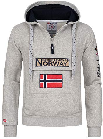 Geographical Norway Gymclass Men - Sudadera Hombre Con Capucha Bolsillo Canguro Para Hombres - Jersey sudaderas Manga Larga - Ropa para Hombre Primavera Verano Otoño Invierno (Gris Claro M)