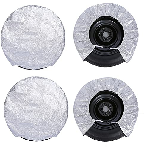 Urisgo Universella däckväskor, 4 delar vattentät aluminium film däckskydd hjulskydd solskydd för släpvagn, husbil, lastbil