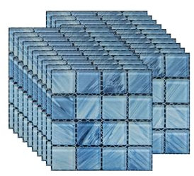 FBBULES 20 Piezas Pegatinas de Pared PVC, Azulejos Adhesivos Impermeable Protector contra Salpicaduras para Baño Cocina Sala Mosaico Azul Oscuro (10 x 10 cm / 4 x 4 Pulgadas)