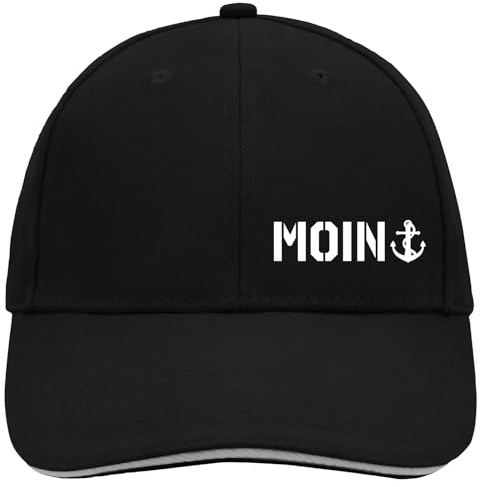 Huuraa Cappy Mütze Moin Anker Black/Light Grey Baumwolle 6-Panel Kappe Geschenkidee