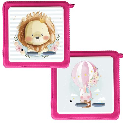 MeinBaby123® Schutzfolie kompatibel mit Toniebox 2er Set | Schutzcover selbstklebend | Premium Qualität | Aufkleber passgenau I Folie Sticker I Toniebox Zubehör (2er Set Löwe & Einhorn)